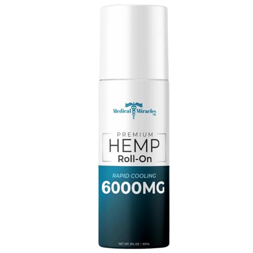 Medical Miracles| New Hemp Oil Roll On – Ideal Relief for Muscles, HIPS, Joints, Neck, Back, Elbows, Fingers, Hands, Knees| Made in USA (6000mg Roll-On)