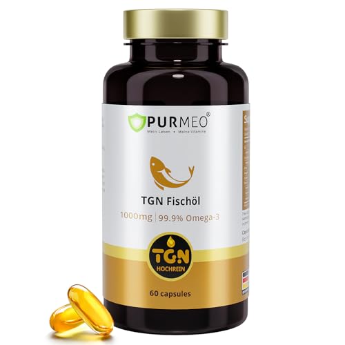 Pure Triglyceride Omega 3, Wild Caught Deep Sea Fish Oil 1000mg – 400% Higher Absorption & 99.9% Purity – 600mg EPA + 300mg DHA, No Fishy Aftertaste, Made in Germany, 60 Softgels