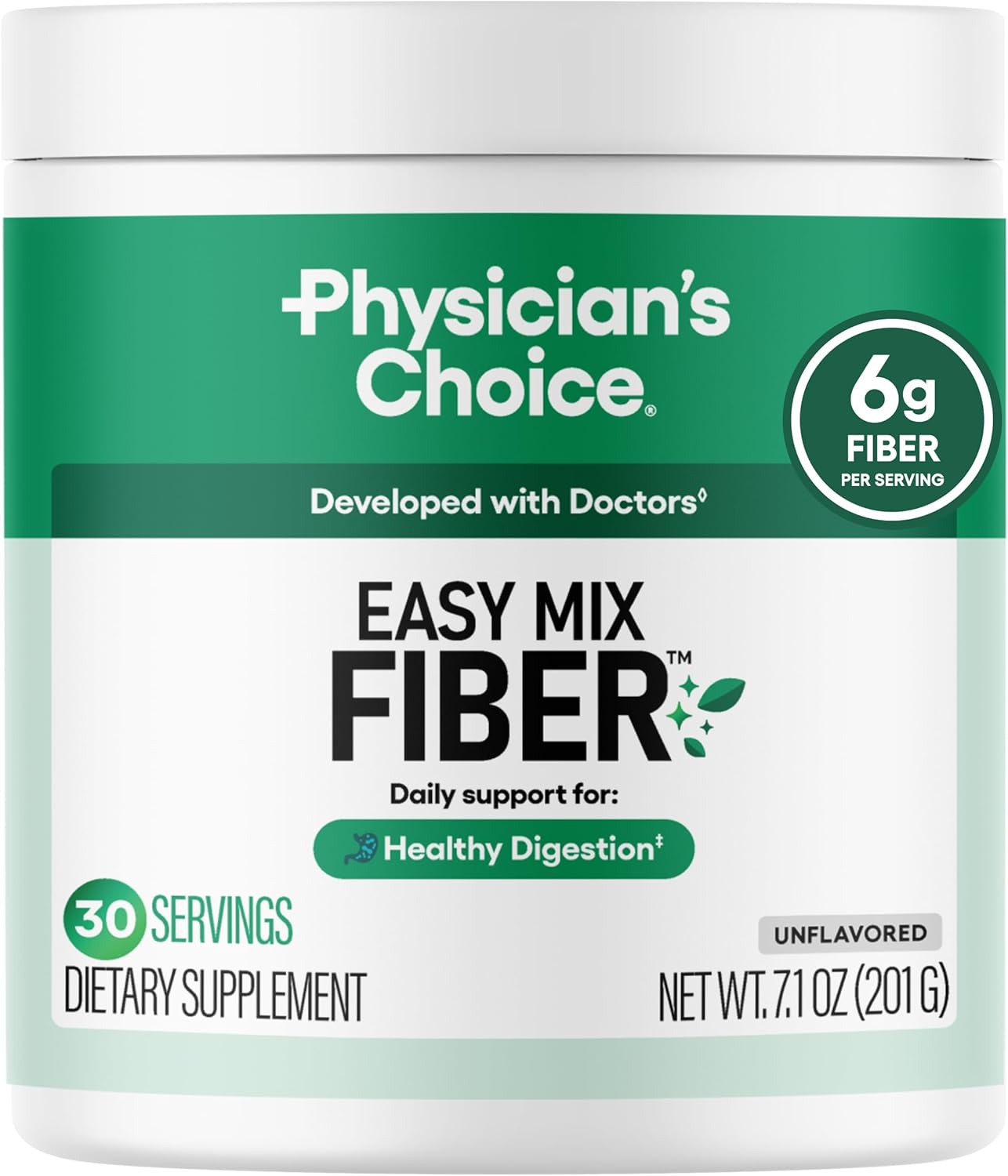 Physician’s CHOICE Easy Mix Fiber for GLP-1 Support – No Grit & Sugar Free – Daily