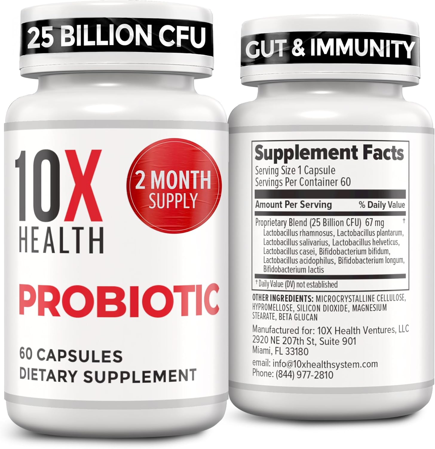 10X Health Probiotics for Men – 60 Capsules Immune Support Supplement & Probiotics for Digestive...